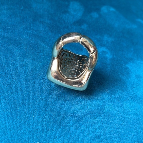 Adjustable Statement Ring Costume Jewelry Gold with 1” Square Gemstone - Picture 5 of 6